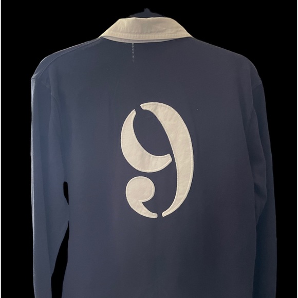 Navy blue 100% cotton sweater with collar, size 12 youth, with prints & details - Picture 4 of 4